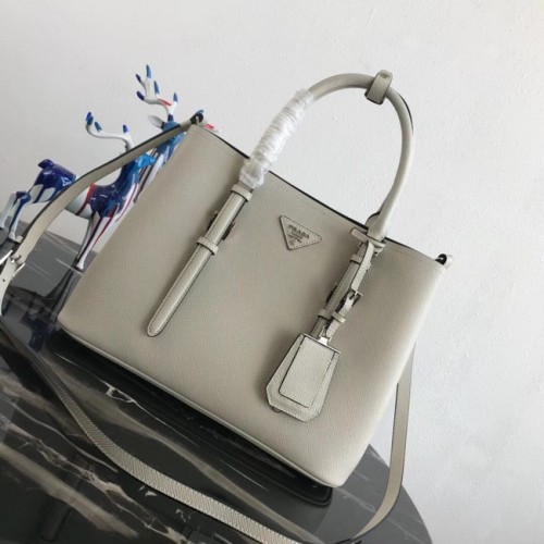 Prada Saffiano original Leder Tragetasche BN2838 weiß