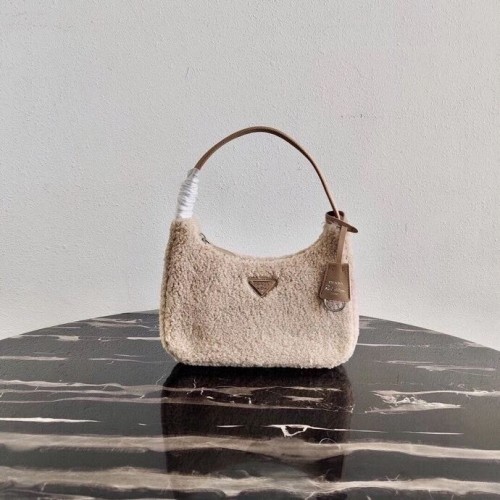 Prada Shearling Tote Mini-Tasche 1NE515 Kekse