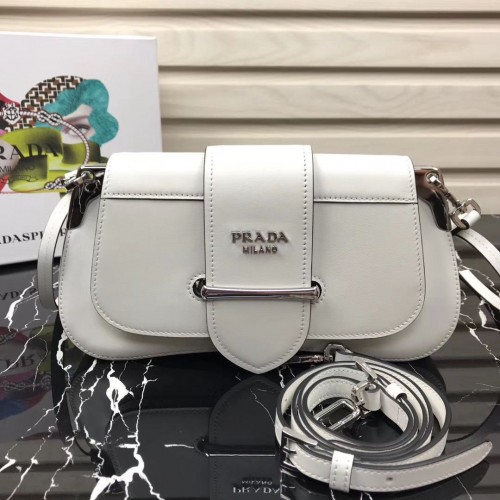 Prada Sidonie Leder Umhängetasche 1BD168 Weiß