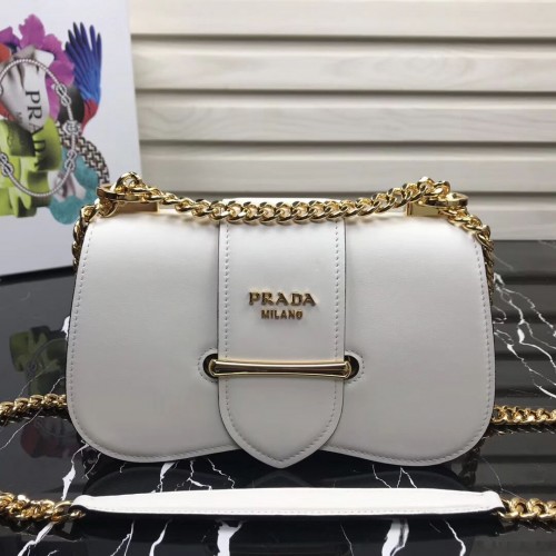 Prada Sidonie Leder Umhängetasche 1BD184 Weiß