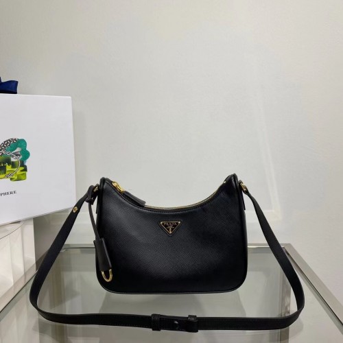 Prada Kleine Umhängetasche aus Saffiano-Leder 1BD330 schwarz