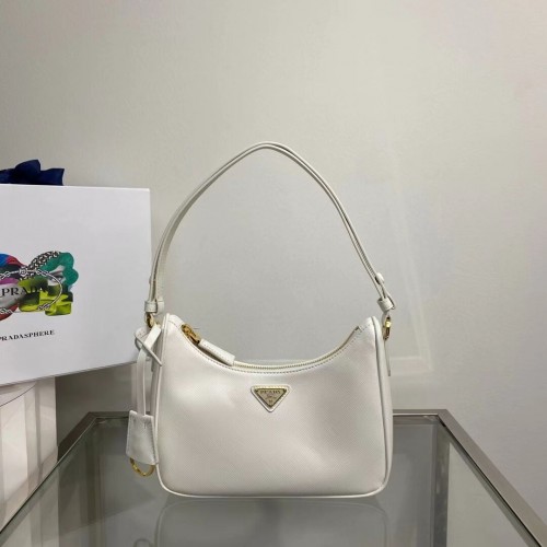 Prada Kleine Schultertasche aus Saffiano-Leder 1BD330 WEISS