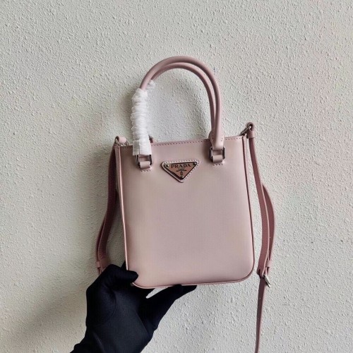 Prada Kleine Tragetasche aus gebürstetem Leder 1AD331 Rosa