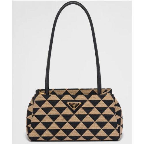 Prada Kleine Symbole-Tasche aus besticktem Stoff 1BA368 Beige