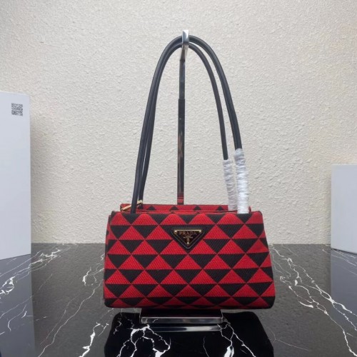 Prada Kleine Symbole-Tasche aus besticktem Stoff 1BA368 rot