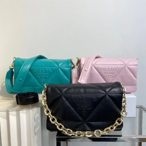 Prada System Gepolsterte Umhängetasche Original Schafsleder 1AD306