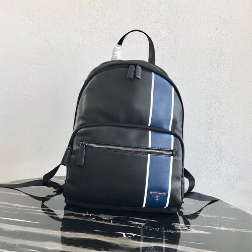 Prada Technischer Stoff- und Lederrucksack 2VZ066 schwarz&blau