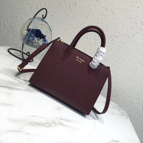 Prada Saffiano Lux Tote Original Ledertasche bn4458 Wein