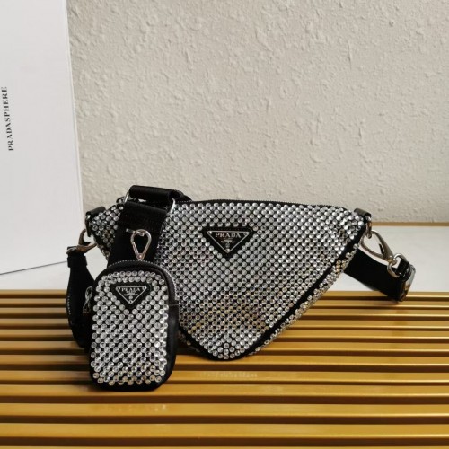 Prada mit künstlichen Kristallen Umhängetasche 1AH190 schwarz