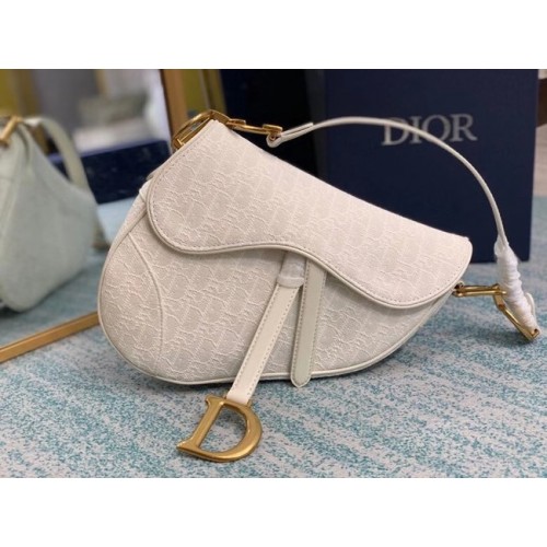 SATTELTASCHE Grau Dior Oblique bestickter Denim M0446C creme