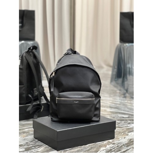 SAINT LAUREN CITY RUCKSACK AUS ECONYL-GLATTLEDER UND NYLON 534967 schwarz