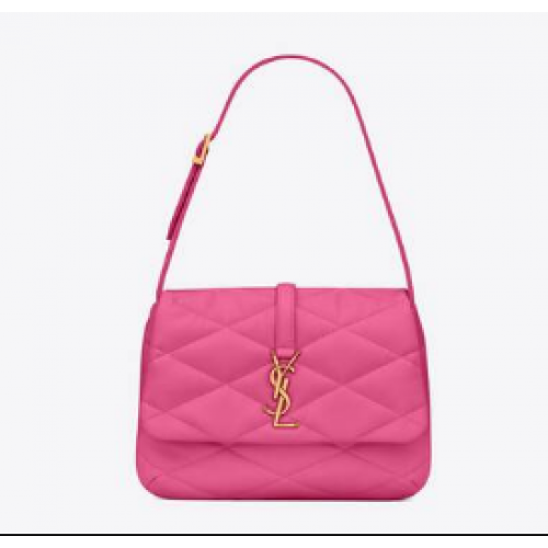 SAINT LAUREN LE 57 HOBO SCHULTERTASCHE AUS GESTEPPTEM LAMMLEDER 698567 LIPSTICK FUCHSIA