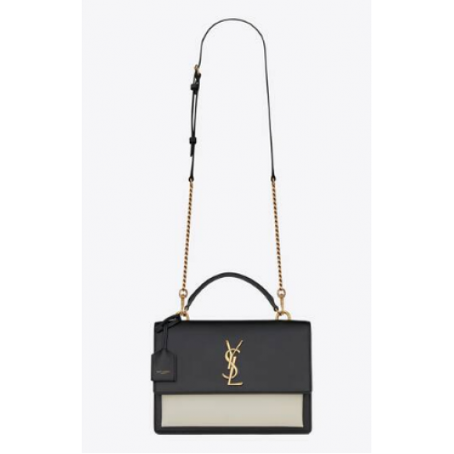 SAINT LAUREN SUNSET MITTLERER OBERER GRIFF AUS GLATTLEDER 634723 SCHWARZ