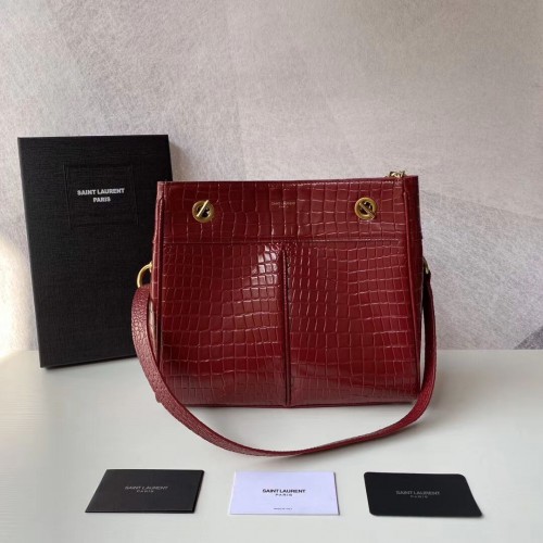 SAINT LAURENT CASSANDRA AUS GLÄNZENDEM LEDER MIT KROKODIL-PRÄGUNG Y862028 rot