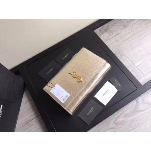 SAINT LAURENT Cassandre Lederclutch 57312 Gold