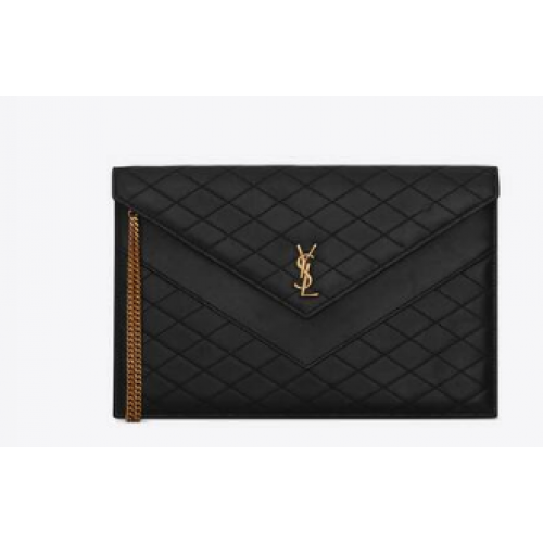SAINT LAURENT GABY KETTENTASCHE MIT DOPPELKLAPPE AUS LAMMLEDER 6855961 schwarz