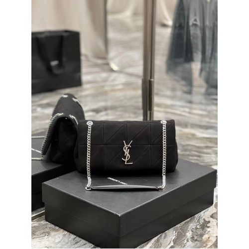SAINT LAURENT JAMIE MITTLERE KETTENTASCHE CARRE RIVE GAUCHE AUS LAMMLEDER UND WILDLEDER 515821 schwarz