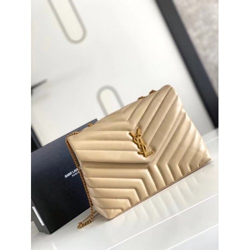 SAINT LAURENT LOULOU MEDIUM AUS MATELASSE-LEDER 459749 ELFENBEIN NATUR