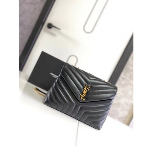 SAINT LAURENT LOULOU MEDIUM AUS MATELASSE-LEDER 459749 schwarz