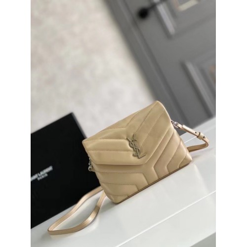 SAINT LAURENT LOULOU SMALL IN MATELASSE Y LEDER 467072 ELFENBEIN NATÜRLICH&Antikes Silber