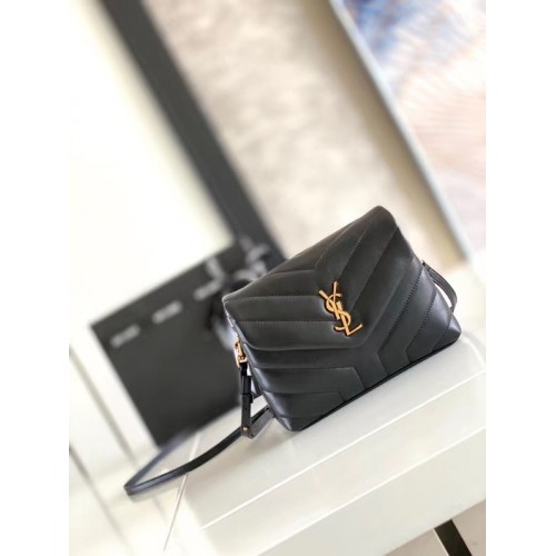 SAINT LAURENT LOULOU SMALL IN MATELASSE Y LEDER 467072 schwarz&BRONZEMETALLBESCHLÄGE