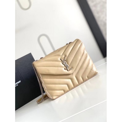 SAINT LAURENT LOULOU SMALL IN MATELASSE Y LEDER 494699 ELFENBEIN NATÜRLICH&Antikes Silber