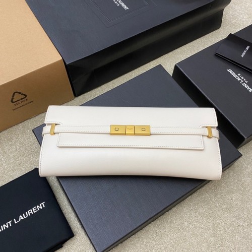 SAINT LAURENT MANHATTAN CLUTCH IN BOX SAINT LAURENT LEDER 695949 WEISS