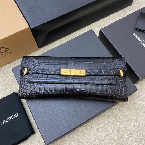 SAINT LAURENT MANHATTAN CLUTCH AUS LEDER MIT KROKODIL-PRÄGUNG 695949 schwarz
