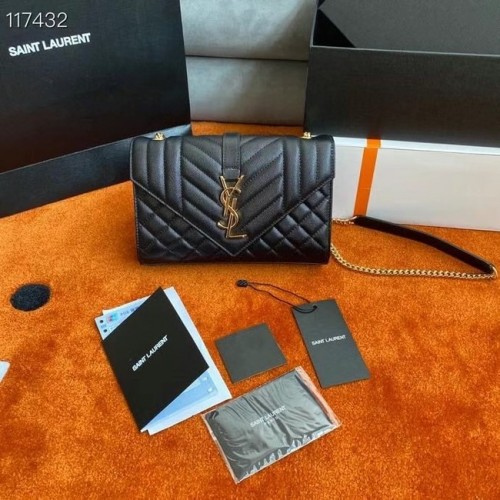 SAINT LAURENT MONOGRAMM KETTENGELDBÖRSE AUS MATELASSE GRAIN DE POUDRE GEPRÄGTEM LEDER 526286 SCHWARZ&GOLD