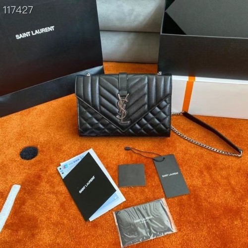 SAINT LAURENT MONOGRAMM KETTENGELDBÖRSE AUS MATELASSE GRAIN DE POUDRE GEPRÄGTEM LEDER 526286 BLACK&SIlouis VuittonER