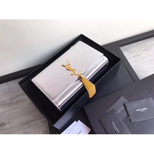 SAINT LAURENT Medium Kate Umhängetasche 18831 Silber