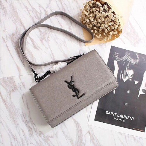 SAINT LAURENT Monogram Kate Umhängetasche aus Leder 26806 grau