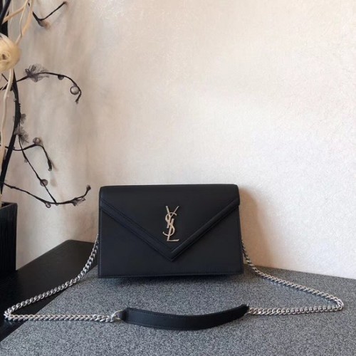 SAINT LAURENT Monogram Umhängetasche aus Leder 9635 schwarz