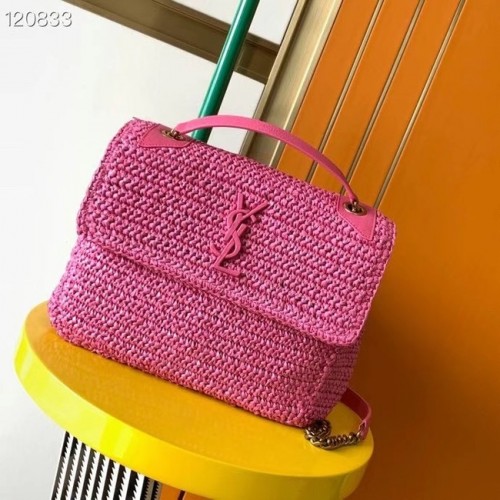 SAINT LAURENT NIKI MITTLERE KETTENTASCHE AUS BAST 498894 Pflaume