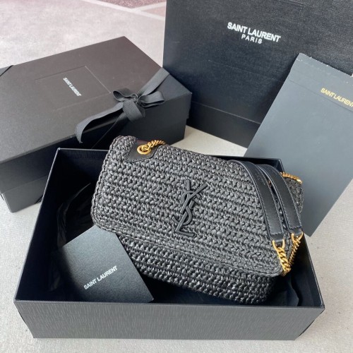 SAINT LAURENT NIKI KLEINE KETTETASCHE AUS BASTAN 498892 SCHWARZ SAINT LAURENT NIKI KLEINE KETTETASCHE AUS BASTAN 498892 SCHWARZ
