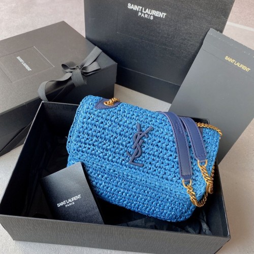 SAINT LAURENT NIKI KLEINE KETTENTASCHE AUS BASTAN 498892 blau
