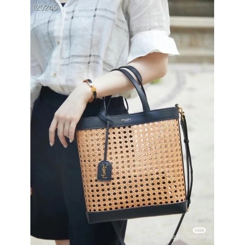 SAINT LAURENT Gewebte Tragetasche 655161 schwarz