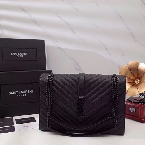 SAINT LAURENT Schultertasche aus Leder 392745 schwarz & schwarz getönte Hardware