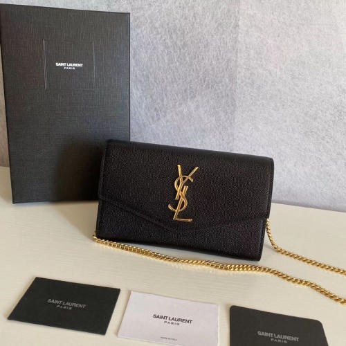 SAINT LAURENT Schultertasche aus Leder Y659193 schwarz