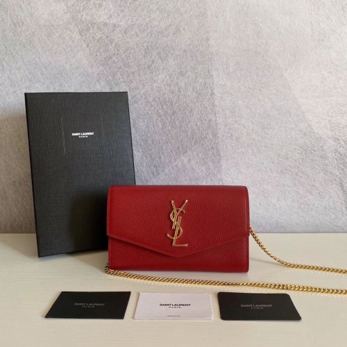 SAINT LAURENT Schultertasche aus Leder Y659193 rot