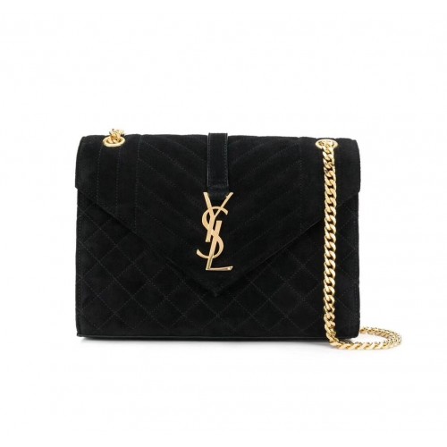 SAINT LAURENTNIKI MITTEL AUS WILDLEDER UND GLATTLEDER 498894 schwarz