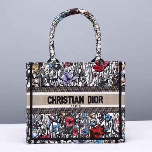 KLEINE DIOR BOOK TOTE Mehrfarbige Mille Fleurs-Stickerei M1265