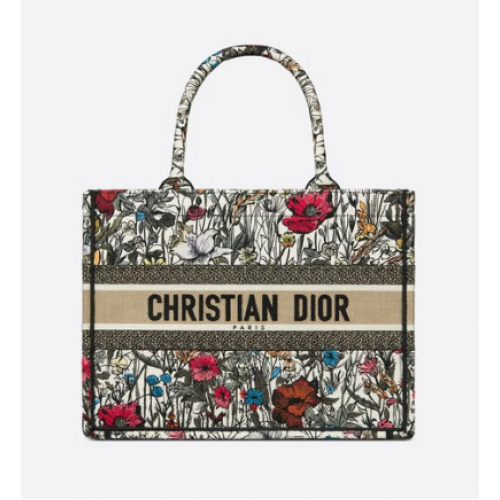 Medium DIOR BOOK TOTE Mehrfarbige Mille Fleurs-Stickerei M1296Z