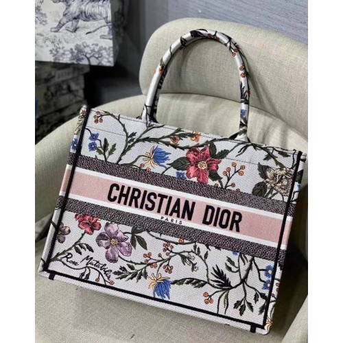 Medium DIOR BOOK TOTE Multicolor Mille Fleurs-Stickerei M1296ZW