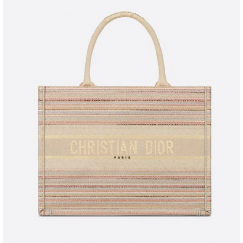 KLEINE DIOR BOOK TOTE Mehrfarbige Streifenstickerei M1296ZRF