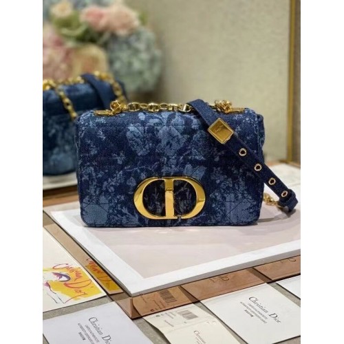 KLEINE TASCHE DIOR CARO Blue Dior Flowers Cannage Denim M9243UJ