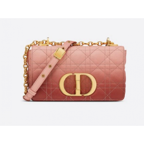 KLEINE DIOR CARO TASCHE Cannage-Lammleder mit rosa Farbverlauf M9241