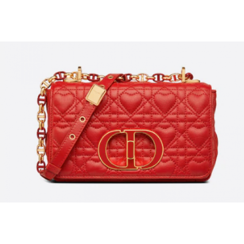 KLEINE TASCHE DIORAMOUR DIOR CARO Cannage-Kalbsleder mit Herzmotiv M9241WN ROT