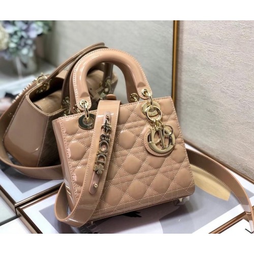 KLEINE LADY DIOR TASCHE Beige Kalbslackleder M0531 Beige