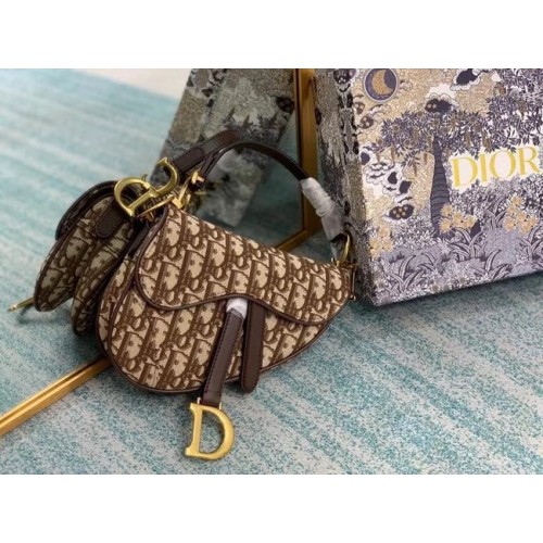 KLEINE SATTELTASCHE Dior Oblique Bestickt M1296ZW Braun